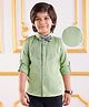 Mark & Mia Full Sleeves Solid Color Pleated Party Shirt With Bow - Green