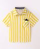 CrayonFlakes Rayon Half Sleeves Striped Shirt - Yellow