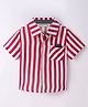 CrayonFlakes Rayon Half Sleeves Striped Shirt - Red