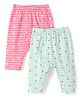 UCB Cotton Knit Full Length Leggings With Floral Print Pack Of 2- Pink