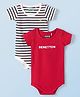 UCB Cotton Knit Half Sleeves Onesies Striped & Text Print Pack of 2 - Red & White