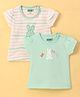 UCB Cotton Knit Half Sleeves Striped Tops with Bunny   Print Pack of 2  - Green