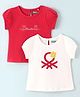 UCB Cotton Knit Half Sleeves Tops with Brand Logo & Text Print Pack of 2 - Multicolour