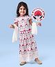 Earthy Touch Premium Cotton Knit Half Sleeves Choli Lehenga with Back Knot Detailing & Dupatta Floral Print - White