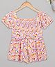Budding Bees Half Sleeves Floral Printed Smocked  Top - Pink