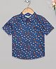 Budding Bees Half Sleeves Football & Cap Printed Shirt - Blue