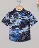 Budding Bees Half Sleeves Palm Tree Printed Shirt - Blue