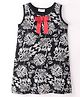 CrayonFlakes Sleeveless Floral Printed & Bow Applique Dress - Black