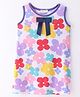 CrayonFlakes Sleeveless Floral Printed & Bow Applique Dress - Offwhite