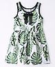 CrayonFlakes Sleeveless Leaves Printed & Bow Applique Dress - Off White