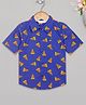 Budding Bees Half Sleeves Pizza Printed Shirt - Blue