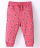 Doreme Single Jersey Knitted Full Length Lounge Pant With Butterfly Print - Pink