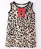 CrayonFlakes Sleeveless Animal Printed & Bow Applique Dress - Brown