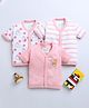 BUMZEE Pack Of 3 Half Sleeves Striped & Bunny Printed Jhablas - Peach & White