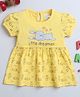 BUMZEE Half Sleeves Bunny Printed Dress - Yellow