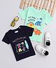 BUMZEE Pack Of 2 Half Sleeves  Baby Dinosaur Printed Tees - Green & Navy Blue