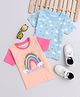 BUMZEE Pack Of 2 Half Sleeves Rainbow Printed Tees -  Powder Blue & Peach