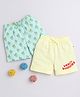 BUMZEE Pack Of 2 Juice Glass & Beach Buddies Text Printed Shorts - Mint Green & Yellow