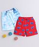 BUMZEE Pack Of 2 Tie Dye & Animals Printed Shorts -  Blue & Red