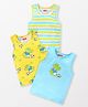 Babyhug 100% Cotton Sleeveless Sando Striped & Animal Print Pack of 3 - Multicolour