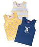 Babyhug 100% Cotton Single Jersey Sleeveless Vests Striped & Basketball Print Pack Of 3 - Multicolor
