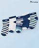 Honeyhap Premium Cotton Bamboo Ankle Length Striped Set Of Socks With Bio Finish Pack Of 5 - Bright White Blue Elixir & Limoges