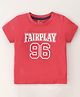 Pink Rabbit Single Jersey Half Sleeves T-Shirt Text Print - Red
