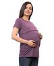 Mama & Bebe Half Sleeves Solid Top With Concealed Zipper Access - Grape Purple