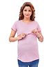 Mama & Bebe Half Sleeves Solid Top With Concealed Zipper Access - Pink