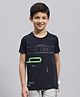 Monte Carlo Half Sleeves Race Games Text Printed Tee - Navy Blue