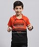 Monte Carlo Half Sleeves Colour Blocked Nothing Text Printed Hooded Tee - Rust & Black