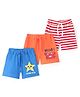Doodle Poodle 100% Cotton Knit Above Knee Length Striped Shorts Pack of 3 -Blue Orange & Red
