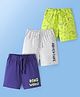 Doodle Poodle 100% Cotton Knit Above Knee Length Shorts Dino Print Pack of 3 -Lime Punch Grey & Blue