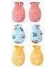 Babyhug 100% Cotton Mittens Set Striped Text & Vehicle Print Pack of 3 - Multicolour