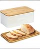 The Better Home Bread Box w/ Bamboo Lid Food Container | Food Grade Storage Bin for Table Cookies (White)
