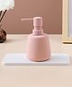 UMAI Liquid Soap Dispenser | Stoneware | Bathroom Sanitizer, Lotion, Shampoo Dispenser | Ceramic Handwash Bottle for Kitchen | Soap Dispenser for Wash Basin | Bathroom Accessories | 260 ml (Pink)