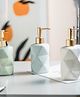 UMAI Liquid Soap Dispenser | Stoneware | Bathroom Sanitizer, Lotion, Shampoo Dispenser | Ceramic Handwash Bottle for Kitchen | Soap Dispenser for Wash Basin | Bathroom Accessories | 300ml (Blue)