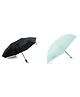 Absorbia Unisex 3X Folding Umbrella Pack - Black/Light Green | Rain, Sun & Wind Protection | Double Layer & Portable
