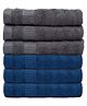 Bamboo Hand Towels Set of 6 | Soft & Absorbent | For Gym, Pool, Travel & Yoga | 75x35cms | 600 GSM | Navy Grey