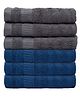 Mush 600 GSM Hand Towel Set of 6 | Soft & Quick Dry | Bath Gym Pool Spa | Blue & Grey