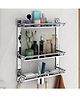 Plantex Stainless Steel Multipurpose 3 Tier Bathroom Shelf with Hook/Double Soap Dish/Tumbler Holder/Bathroom Oraganizer/Bathroom Accessories - Pack of 1 (Chrome)