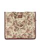 THE CLOWNFISH Opulence Series Multipurpose Handbag For Women Box Bag 14 inch Laptop Tote Printed Handicraft Fabric & Faux Leather Bag (Black-Rangoli Design)