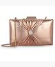 Clownfish Ritzy Collection Faux Leather Womens Party Clutch Wallet with Chain Strap & Button Closure (Peach)