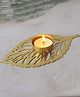 Kuber Industries Iron Candle Holder | Golden Leaf Diwali Diya | Home Decoration for Diwali Celebrations