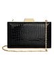 The Clownfish Estella Collection Faux Leather Womens Party Clutch Ladies Wallet Evening Bag With Chain Strap (Black)