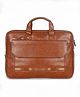 THE CLOWNFISH Unisex Triton Faux Leather Expandable 12 Inch Laptop Tablet Messenger Bag Briefcase (Tan)