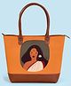 Kalankit Travel Tote Bags For Women | Stylish Work Tote Bag With Compartments | Printed Fatty Tote Bag, Orange
