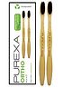 PUREXA Orthodontic Toothbrush for Braces Bamboo Interdental Brush for Teeth Charcoal Soft Bristles bamboo Brush Pack of 2