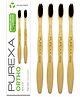 PUREXA Orthodontic Toothbrush for Braces Bamboo Interdental Brush for Teeth Charcoal Soft Bristles Bamboo Brush Pack of 4