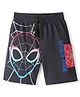 Pine Kids Marvel Cotton Terry Knit Knee Length Shorts with Spiderman Graphics - Black